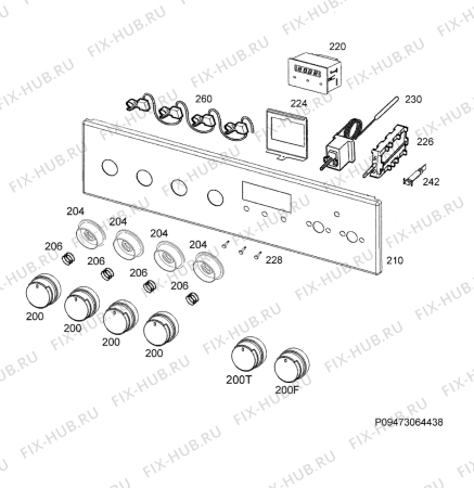 Взрыв-схема плиты (духовки) Electrolux EKK54500OW - Схема узла Command panel 037